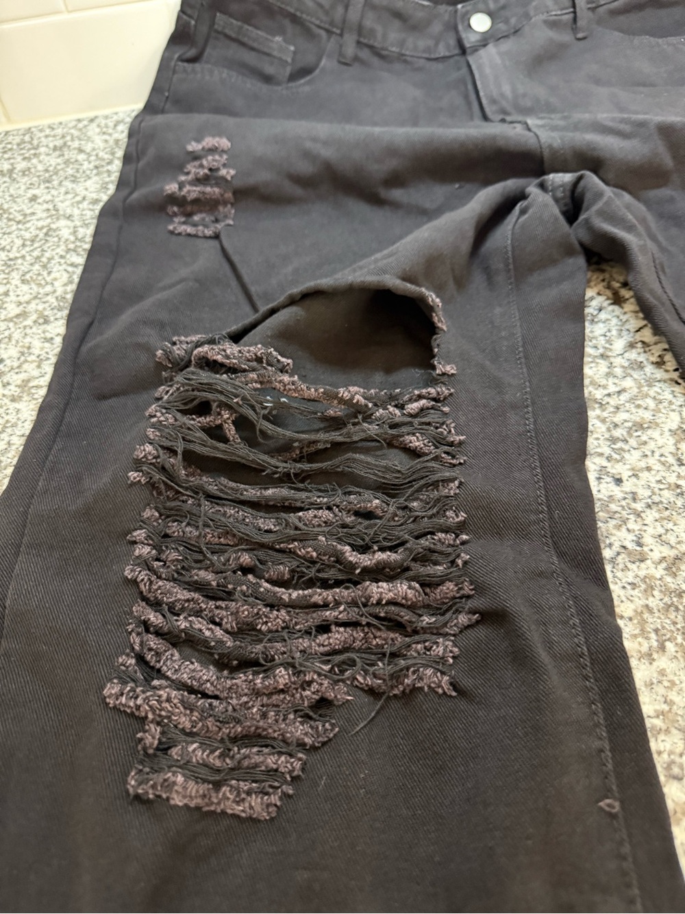 Black Distressed Ripped Jeans - Picture 2 of 4